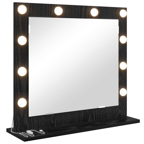 vidaXL Vanity Mirror Rectangular with Mirror Black Oak 60 x 55 x 18 cm