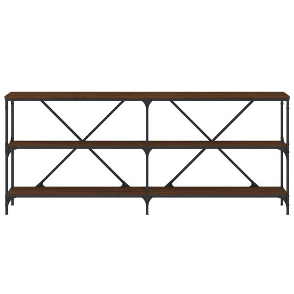 vidaXL Console Table Brown Oak 180x30x75 cm Engineered Wood and Iron