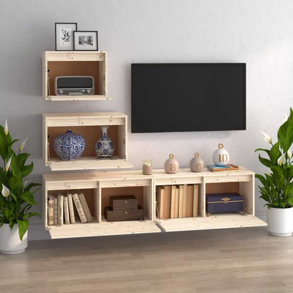 vidaXL TV Cabinets 4 pcs Solid Wood Pine