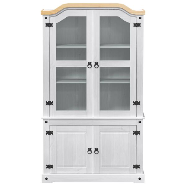 vidaXL Display Cabinet White 103.5 x 42 x 180 cm Solid Pine Wood