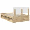 vidaXL Bed Frame with Headboard Sonoma 120 x 190 cm Solid Pine Wood
