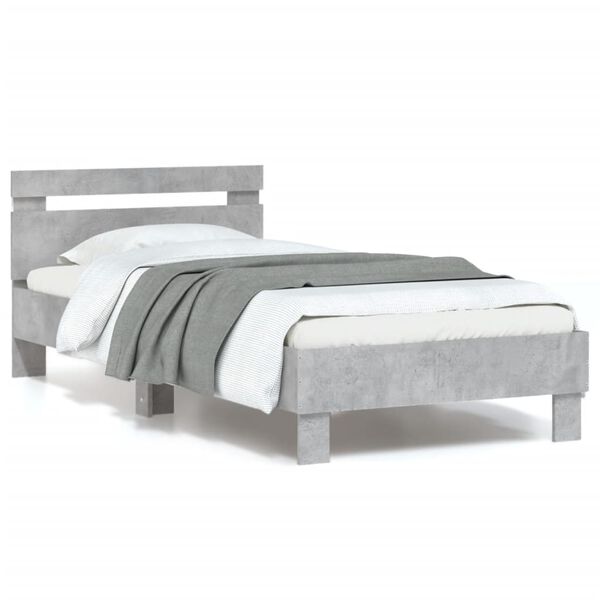 vidaXL Bed Frame without Mattress with LED Lights Concrete Grey 90x200 cm