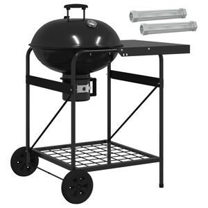 vidaXL Charcoal Grill with Smoker Tubes 91 x 71 x 107 cm Steel Black