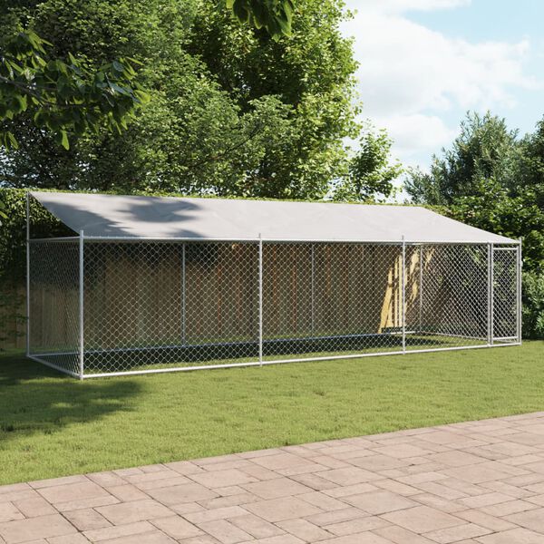 vidaXL Dog Cage with Roof and Door Grey 6x2x2 m Galvanised Steel
