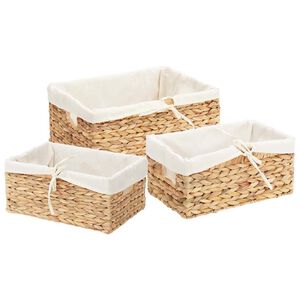 vidaXL Storage Baskets 3 pcs Natural 40 x 30 x 18 cm Water hyacinth