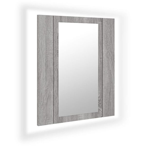 vidaXL LED Bathroom Mirror Cabinet Grey Sonoma 40x12x45 cm Engineered Wood