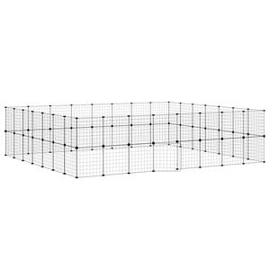 vidaXL 60-Panel Pet Cage with Door Black 35x35 cm Steel