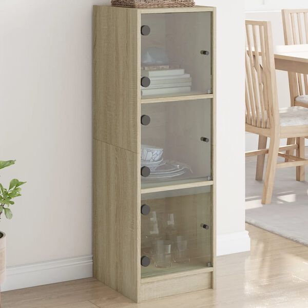 vidaXL Highboard with Glass Doors Sonoma Oak 35x37x109 cm