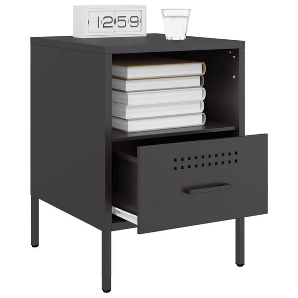 vidaXL Bedside Cabinets 2 pcs Black 36x39x50.5 cm Steel