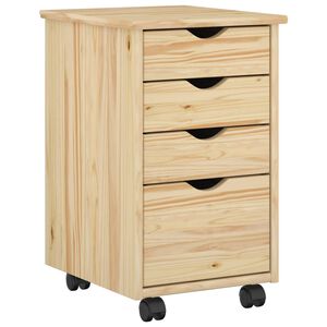 vidaXL Rolling Cabinet Brown 34 x 39 x 56 cm Solid Pine Wood