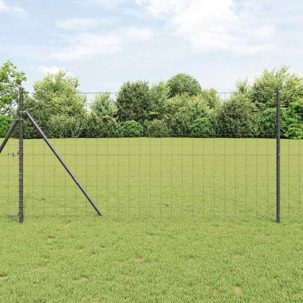 vidaXL Euro Fence Grey 1.4 x 10 m PVC-coated iron