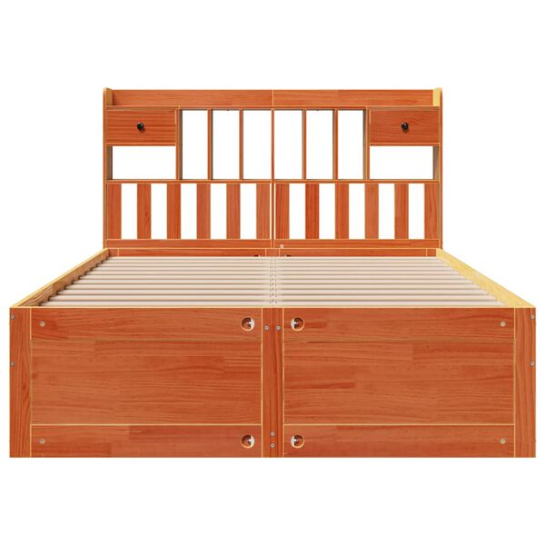 vidaXL Bookcase Bed without Mattress Wax Brown 140x200 cm Solid Wood Pine