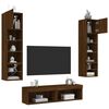 vidaXL 6 Piece TV Wall Units with LED Brown Oak Engineered Wood