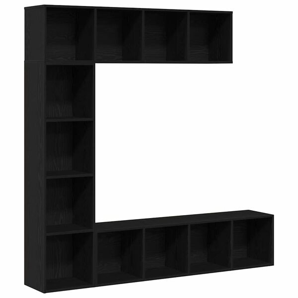 vidaXL Bookshelf 3 pcs Black Oak 36 x 30 x 143 cm Engineered Wood
