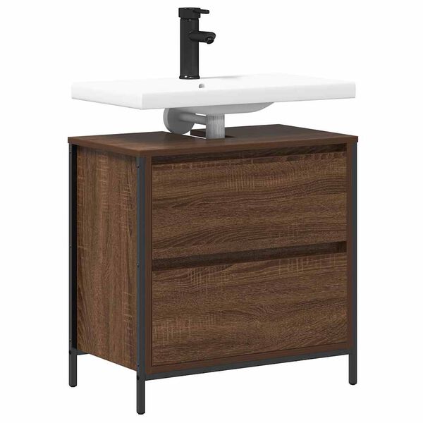 vidaXL Bathroom Basin Cabinet with Drawers Brown Oak 60x34.5x60 cm