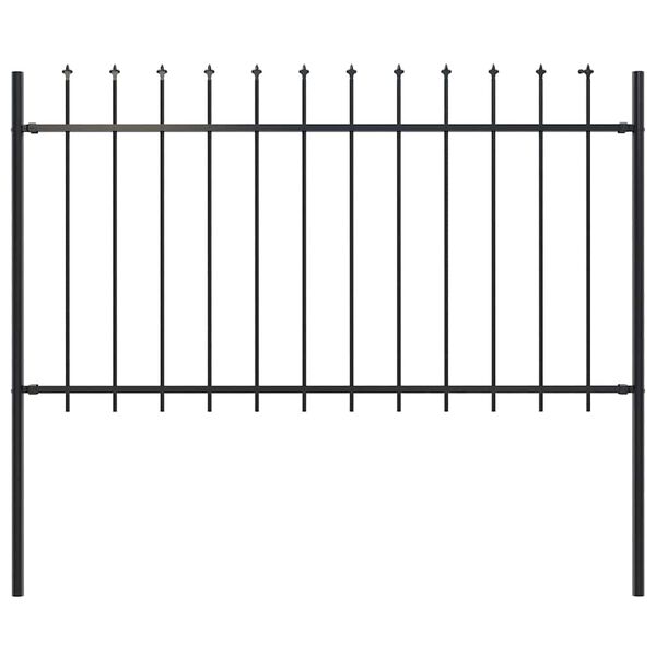 vidaXL Garden Fence with Spear Top Steel 181x100 cm Black