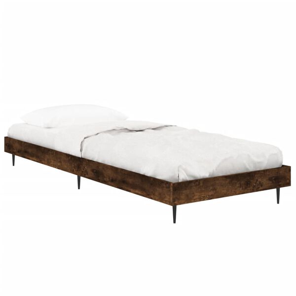 vidaXL Bed Frame without Mattress Smoked Oak 75x190 cm Small Single Engineered Wood