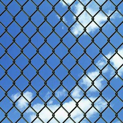 vidaXL Chain Link Fence with Posts Spike Steel 1,5x25 m