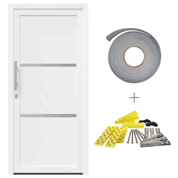 vidaXL Front Door White PVC