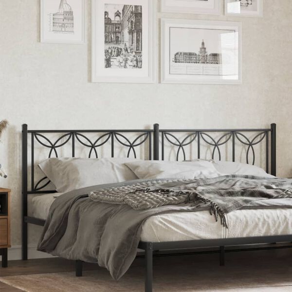 vidaXL Metal Headboard Black 193 cm