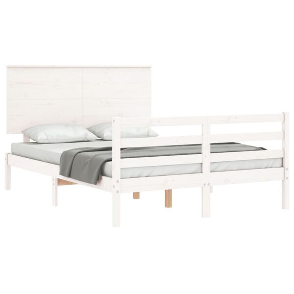 vidaXL Bed Frame without Mattress White 140x190 cm Solid Wood