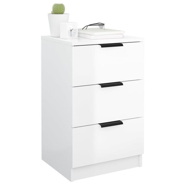 vidaXL Bedside Cabinets 2 pcs High Gloss White 40x36x65 cm