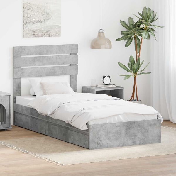 vidaXL Storage Bed Concrete Grey 70 x 190 cm Engineered Wood