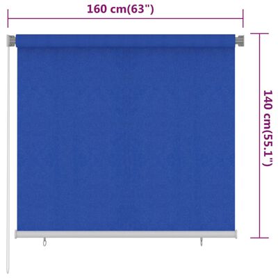 vidaXL Outdoor Roller Blind 160 x 140 cm Blue HDPE