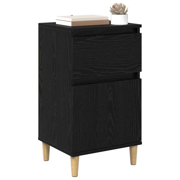 vidaXL Bedside Cabinet Black Oak 40 x 35 x 70 cm Engineered Wood