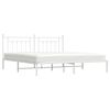 vidaXL Metal Bed Frame without Mattress with Headboard White 200x200cm