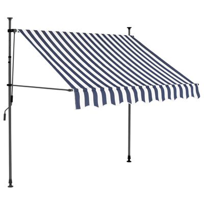 vidaXL Manual Retractable Awning with LED 150 cm Blue and White