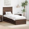 vidaXL Bed Frame with Drawer Brown Oak 75 x 190 cm Engineer Wood