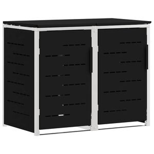 vidaXL Wheelie Bin Storage Black 138 x 77.5 x 112.5 cm Stainless Steel