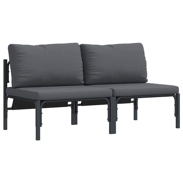 vidaXL Outdoor Furniture with Cushion with Pillow Anthracite Steel