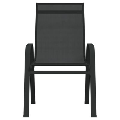vidaXL Stackable Garden Chairs 6 pcs Black Textilene Fabric