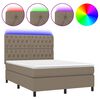 vidaXL Box Spring Bed with Mattress&LED Taupe 140x200 cm Fabric