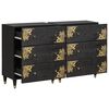 vidaXL Sideboard 2 pcs Black 60 x 33 x 75 cm Solid Mango Wood