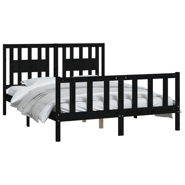 vidaXL Bed Frame without Mattress Black Solid Wood Pine 120x200 cm