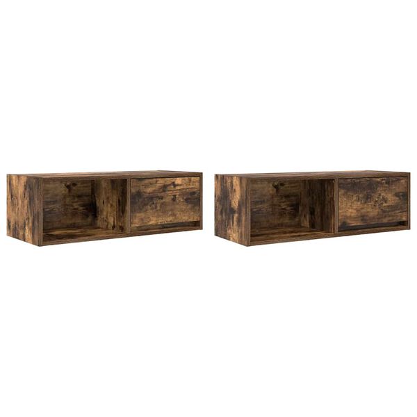 vidaXL TV Cabinets 2 pcs Smoked Oak 80x31x25.5 cm Engineered Wood