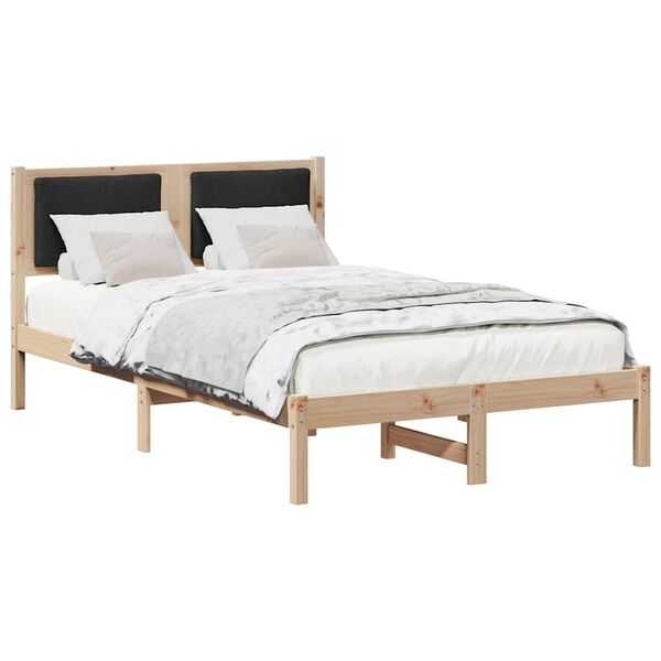 vidaXL Bed Frame with Headboard Black 120 x 200 cm Solid Pine Wood
