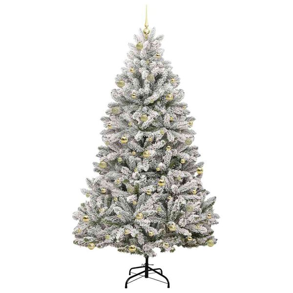 vidaXL Artificial Christmas Tree Green and White 240 cm PVC and Metal