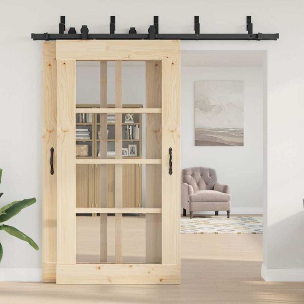 vidaXL Sliding Door Hardware Kit 213,5 cm Steel Black