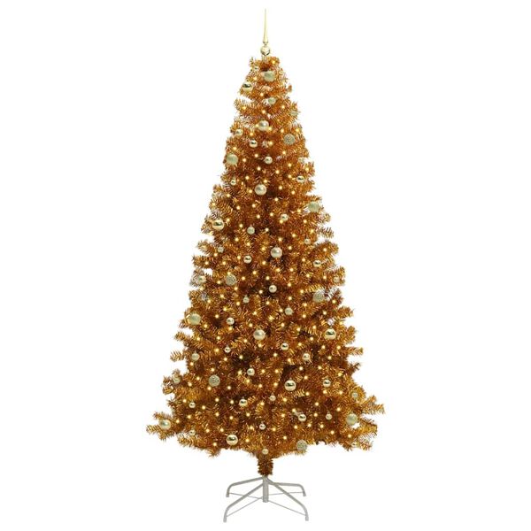 vidaXL Christmas Tree with 300 LEDs with Stand Gold 240 cm PET