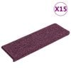 vidaXL Stair Mats 15 pcs 65x21x4 cm Dark Purple Rectangular Edge