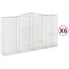 vidaXL Arched Gabion Baskets 6 pcs 400x50x220/240 cm Galvanised Iron