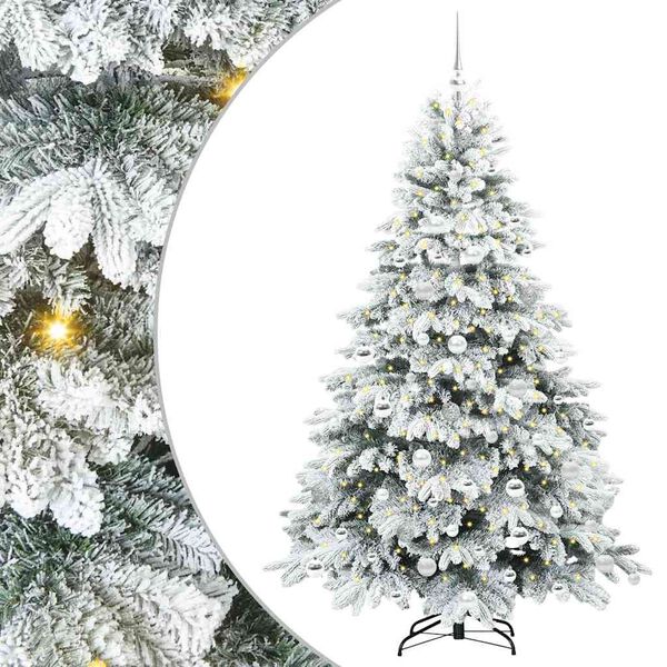 vidaXL Artificial Christmas Tree with 300 LEDs White 180 cm PE and PVC