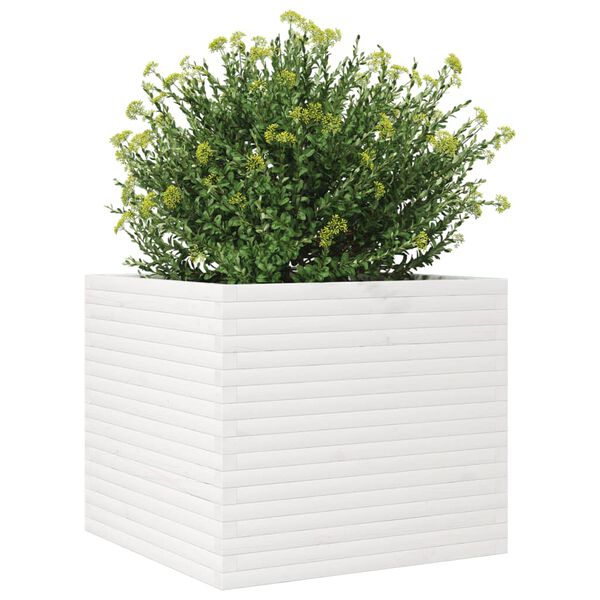 vidaXL Garden Planter White 80x80x68.5 cm Solid Wood Pine