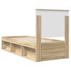 vidaXL Bed Frame with Headboard Sonoma Oak 75 x 190 cm Solid Pine Wood