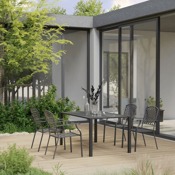 vidaXL 5 Piece Garden Dining Set Steel Black