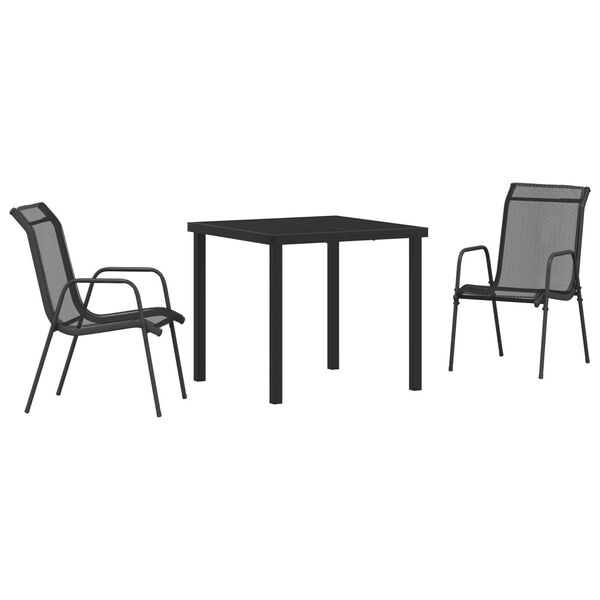 vidaXL Garden Dining Set 3 pcs Black Textilene and steel